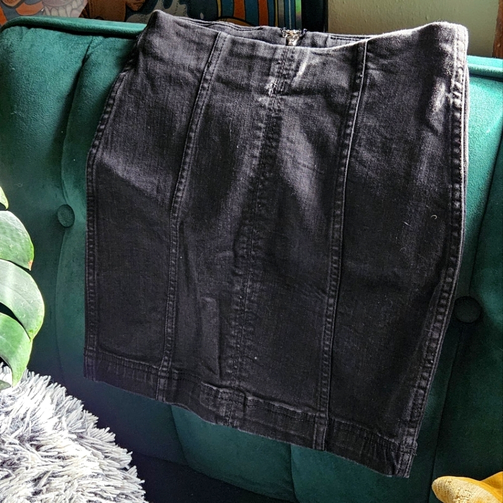 Black Denim Mini Skirt